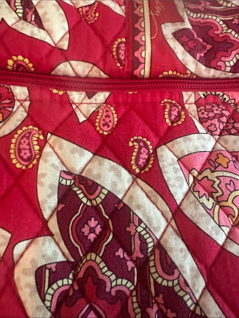 Vera Bradley Quilted Paisley Crossbody in Red and Pink